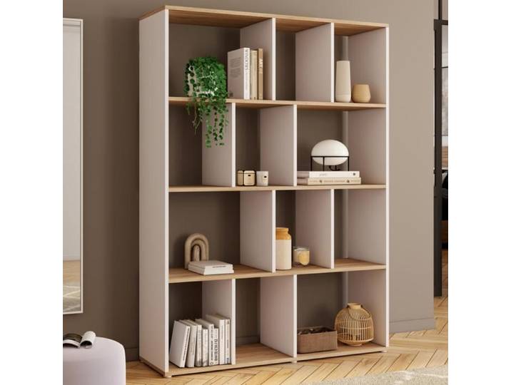 IDMARKET Etagère bibliothèque JENA 4 niveaux blanc et effet bois 143 cm