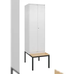 C+P Doppel-Spind Classic PLUS Buche untergebaute Bank 2 Abteile, HxBxT 212x60x82cm, Zylinderschloss, Verkehrsweiß von PROREGAL