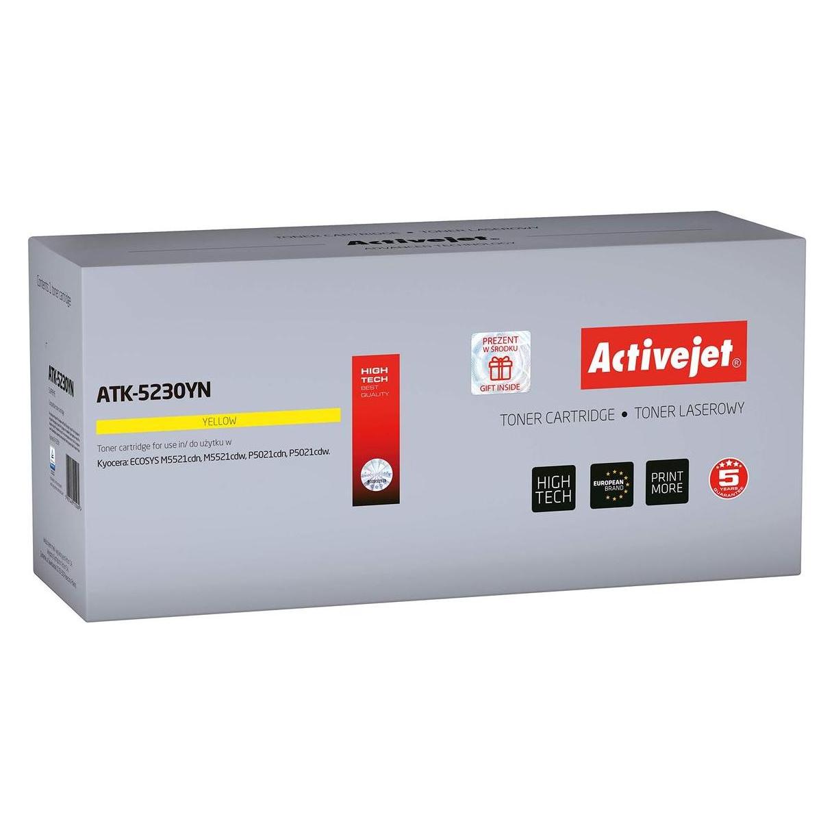 Activejet ATK-5230YN toner replacement Kyocera TK-5230Y Compatible page yield 2200 pages - (Y) (ATK-5230YN)