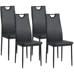 Albatros Esszimmerstühle SALERNO 4er Set, Schwarz -Edles Italienisches Design, Polsterstuhl Kunstleder-Bezug, Modern und Stilvoll am Esstisch - Küchen