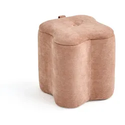 RATTATAN Samtpouf LUCKY mit Glitzereffekt und seitlichem Griff,Kleeblatt-Design,elegant,praktisch und leicht zu bewegen–Rosa