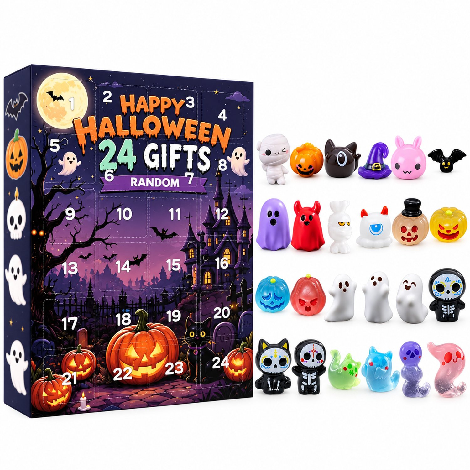 Halloween Adventskalender 2026 met 24 mini spookachtige figuurtjes
