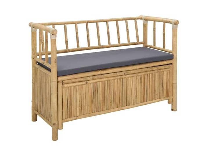HGBNMER Garten-Aufbewahrungsbank 110 x 47 x 80 cm Bambus Natur Stauraum unter Sitzfläche, Post-Bein-Design, Bambus, drinnen und draußen, einfache Montage