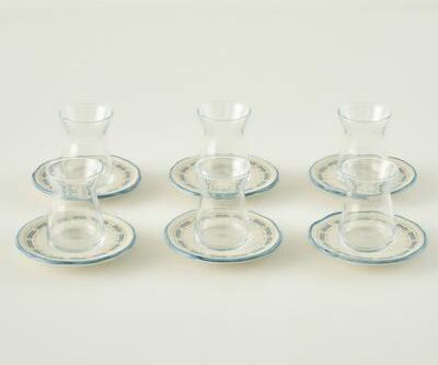 Depera Home Liana Tea Glass Set with Saucers (6-Piece) - 10.5 in diameter