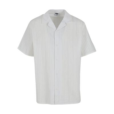Langarmhemd URBAN CLASSICS "Urban Classics Seersucker Resort Shirt", Herren, Gr. XXL, US-Größen, weiß, 100% Baumwolle, unifarben, normal, Hemden