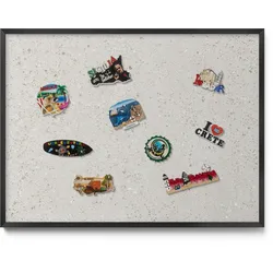 MAGNETTAFEL 80x60 cm Schwarzer Rahmen Helles Steinzeug