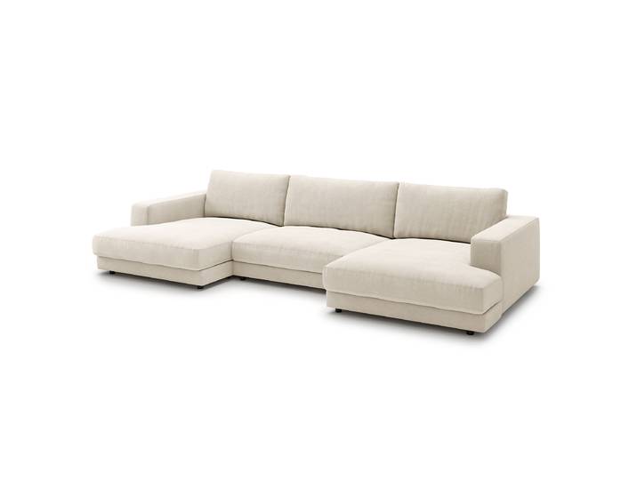Wohnlandschaft Weiß Webstoff Esila 170cm Gleichschenklig Modern Taschenfederkern