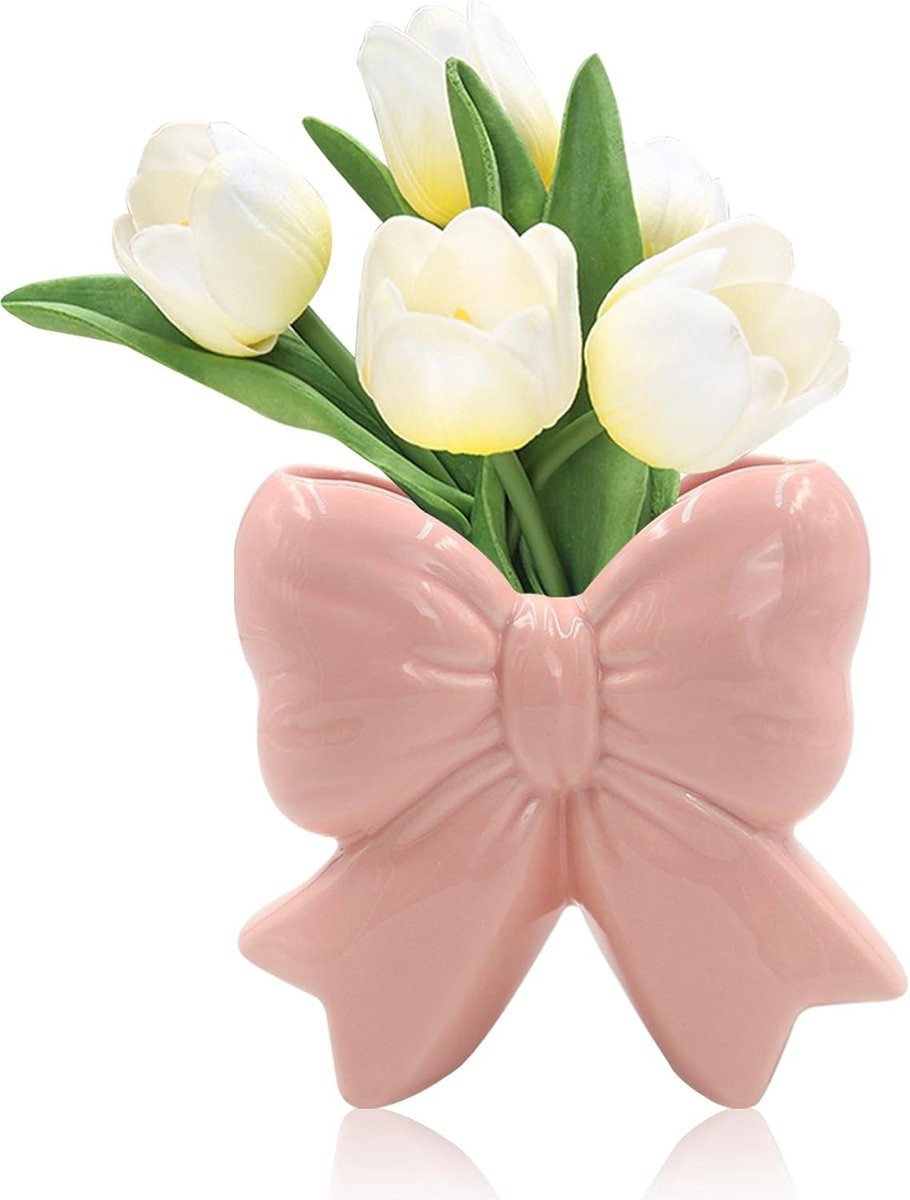 Keramische mini vaas in de vorm van een strik voor decoratie in huis en op kantoor