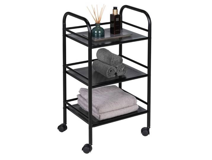 Chariot de Rangement - WENKO - 3 Niveaux - Acier Noir - 41x75x32 cm - Desserte Cuisine/Salle de Bain