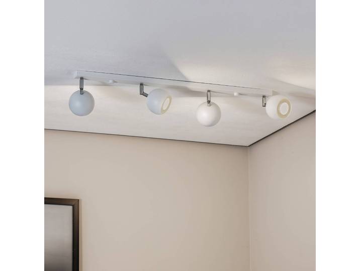 Deckenstrahler Flame, weiß, vierflammig lang Flame SOLLUX LIGHTING, dimmbar, weiß / opal, für Wohn- / Esszimmer, Metall, Modern, Strahler