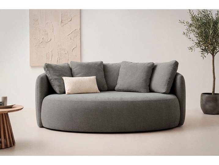 2,5-Sitzer OTTO HOME Kaarl, rundes Loungesofa, Sofa mit Kissen, perfekt gepolstert , grau (anthrazit), B:200cm H:90cm T:123cm, Sofas, Webstoff, in fünf Farben, zeitloses Design, inkl. 5 Rückenkissen