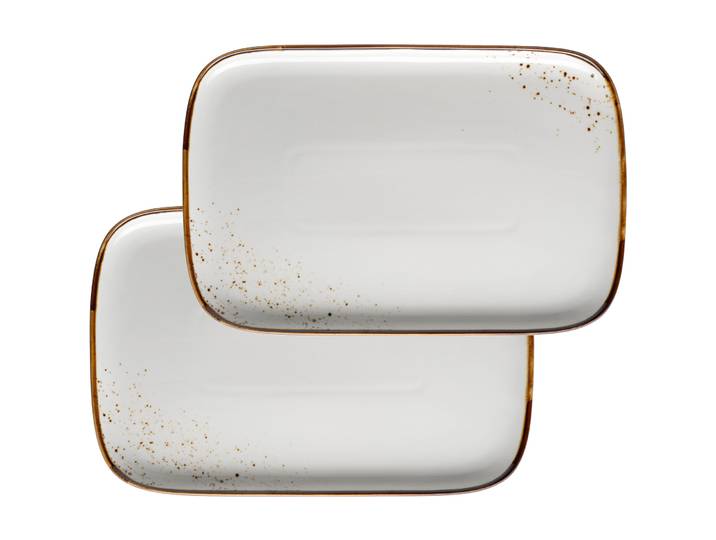 MÄSER Platten-Set Pintar weiss/braun Porzellan Rechteckig B 20 cm - Platten-Set