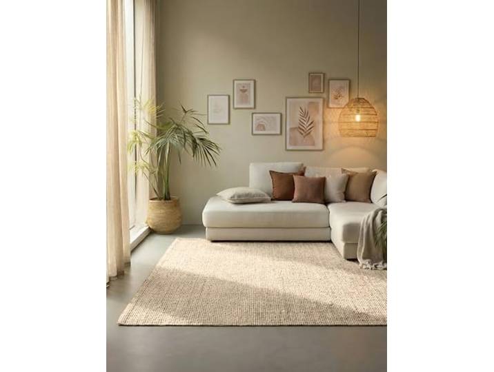 Hanse Home Jute Teppich – Natur Wohnzimmerteppich aus 100% Jute - Handgewebt & Natürlich – Boho Naturfaser Juteteppich für Wohnzimmer, Schlafzimmer, Esszimmer – Naturweiß Ivory, 120x170cm