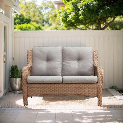 Pocassy Outdoor Loveseat Sofa 2-Seat Sofa Yellow-Beige - Yellow