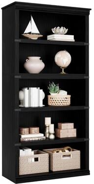 Garvee 5-Tier Farmhouse Bookcase, Tall Wooden Open Bookshelf Sturdy Freestanding Storage Unit