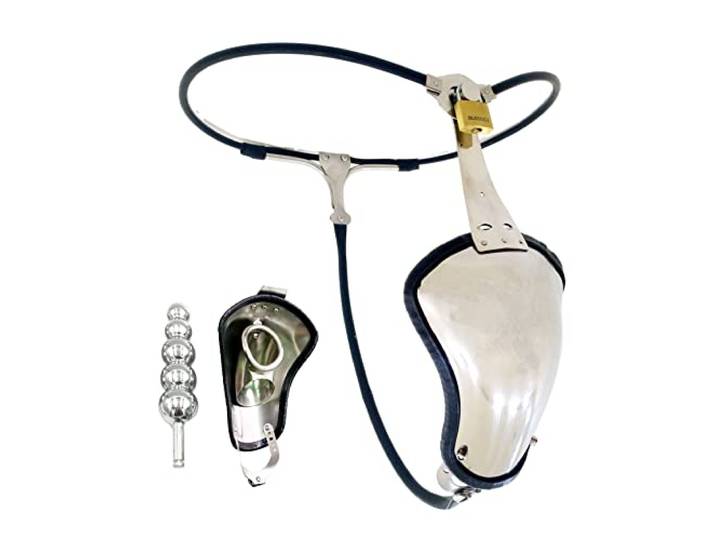 Metall Keuschheitshose Keuschheitsgürtel Für Herren Bondage PenisBDSM Spielzeug Keuschheitsgürtel Peniskäfig Analplug Chastity Belt Entgleisung Verhindern Chastity Cage,100cm/110cm
