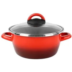 Magefesa Sfumatto Rosso - Auflaufform Ø16cm mit rotem Glasdeckel