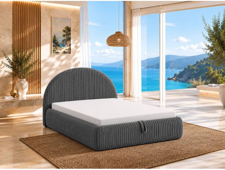 Best for Home Boxspringbett TEDI Polsterbett mit Bettkasten, Cord-Kopfteil & Bonell-Federkern (Set, 1-St., Polsterbett mit Bettkasten), Gerundetes Cord-Kopfteil, integrierter Bettkasten mit Gasdruckfedern