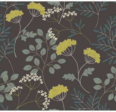 Scott Living Sorrel Black Botanical Wallpaper