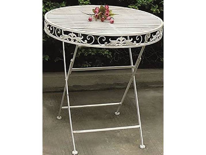 Table en fer forgé - VIGOR - Mika - Blanc vieilli - 70 x 76 cm