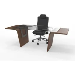 Exklusiver Designer Schreibtisch mit Glasplatte Lorrus