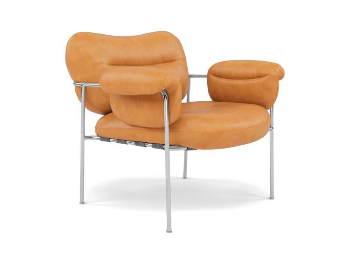 Fogia Bollo Sessel Vintage Cognac-polished stainless steel