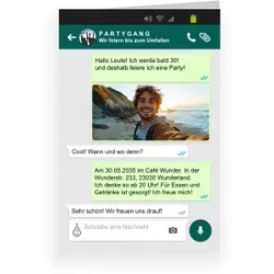 Geburtstag Einladungskarte in Grün im Design "Party - Chat" - Musterkarte
