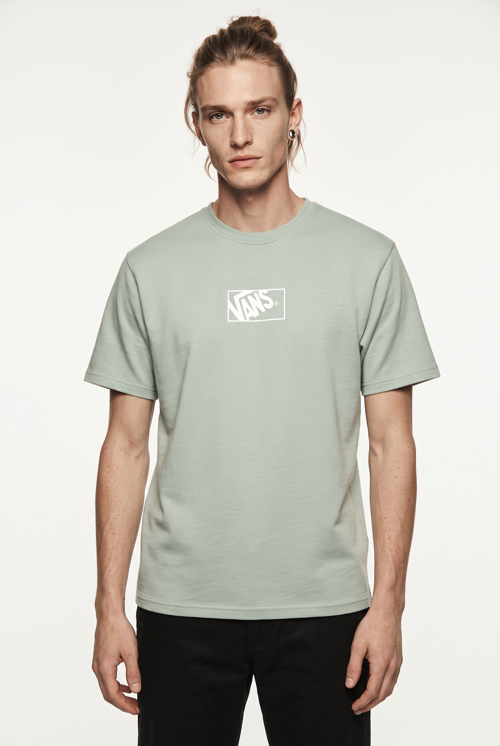 T-Shirt VANS "BLOCKED BOX LOOSE SS TEE", Herren, Gr. L, dusty mint, Obermaterial: 100% Baumwolle, normal, Rundhals, Shirts T-Shirt, mit Rundhalsausschnitt, Kurzarm, aus Baumwolle, normale Schnittform