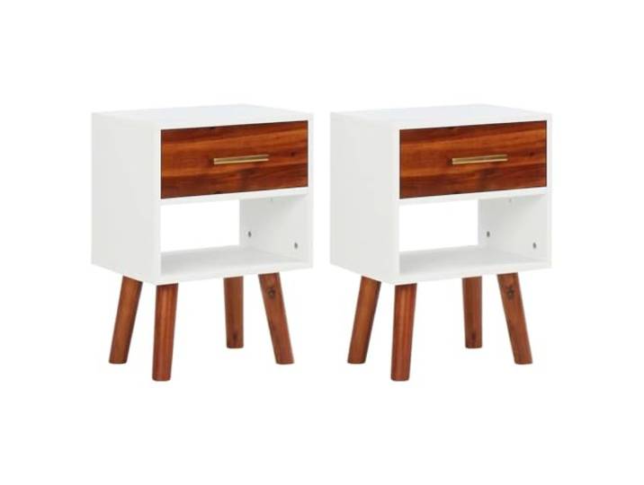HEFZGDB Nachttisch 2 Stück Akazienholz Massiv 40x30x57 cm mit Schublade Retro Design Beistelltisch Langlebig Schlafzimmer Wohnzimmer