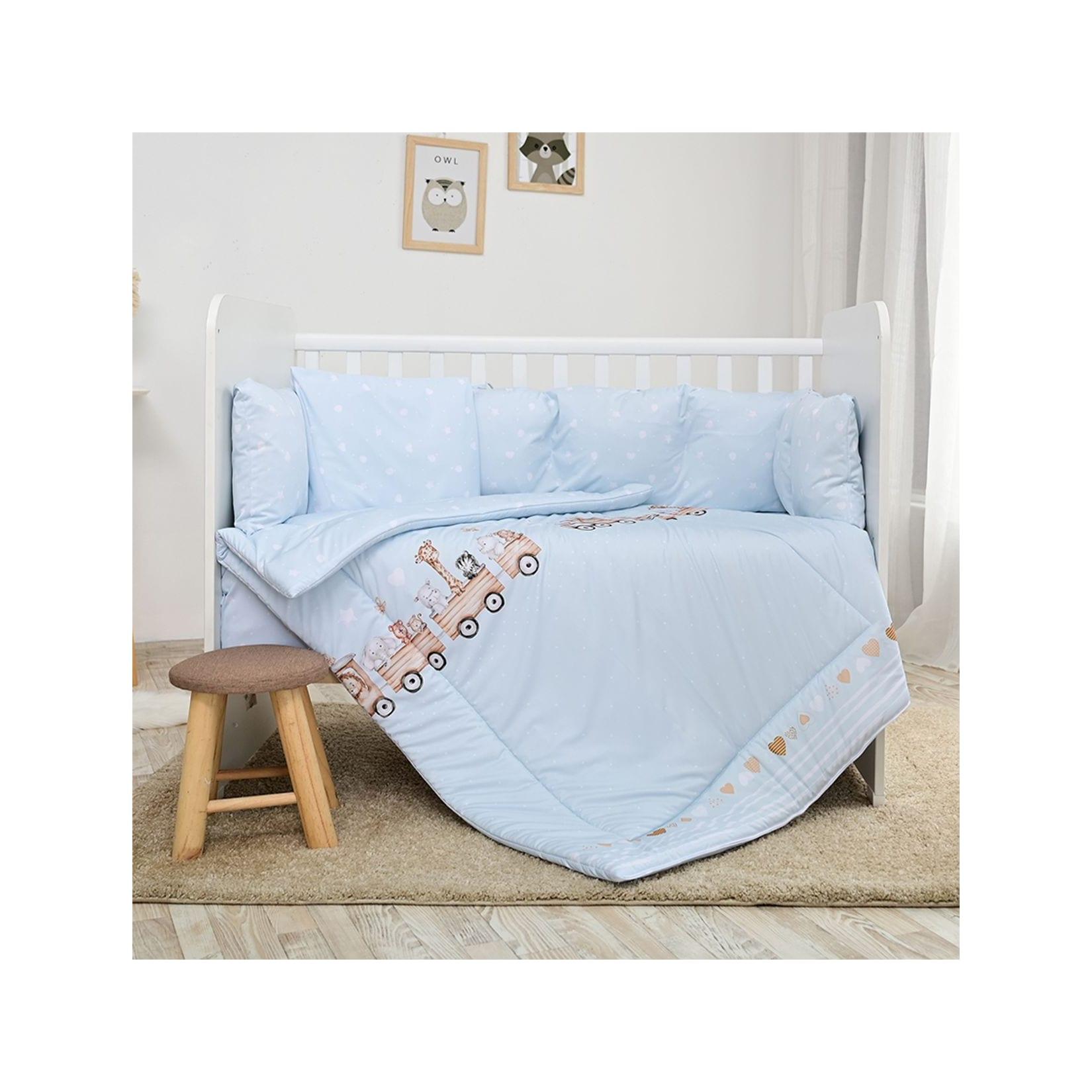 Lorelli Babybettwäsche-Set 5-tlg. Decke 140 x 95 cm Kissen 43 x 35 cm Nestchen hellblau
