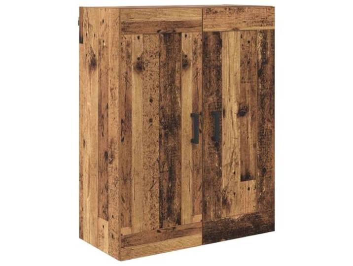 Wandschrank Altholz 69,5 x 34 x 90 cm Holzwerkstoff Wandmontage, mattschwarze Metallgriffe, abriebfeste Oberfläche, pflegeleicht, für Wohnzimmer und kompakte Räume