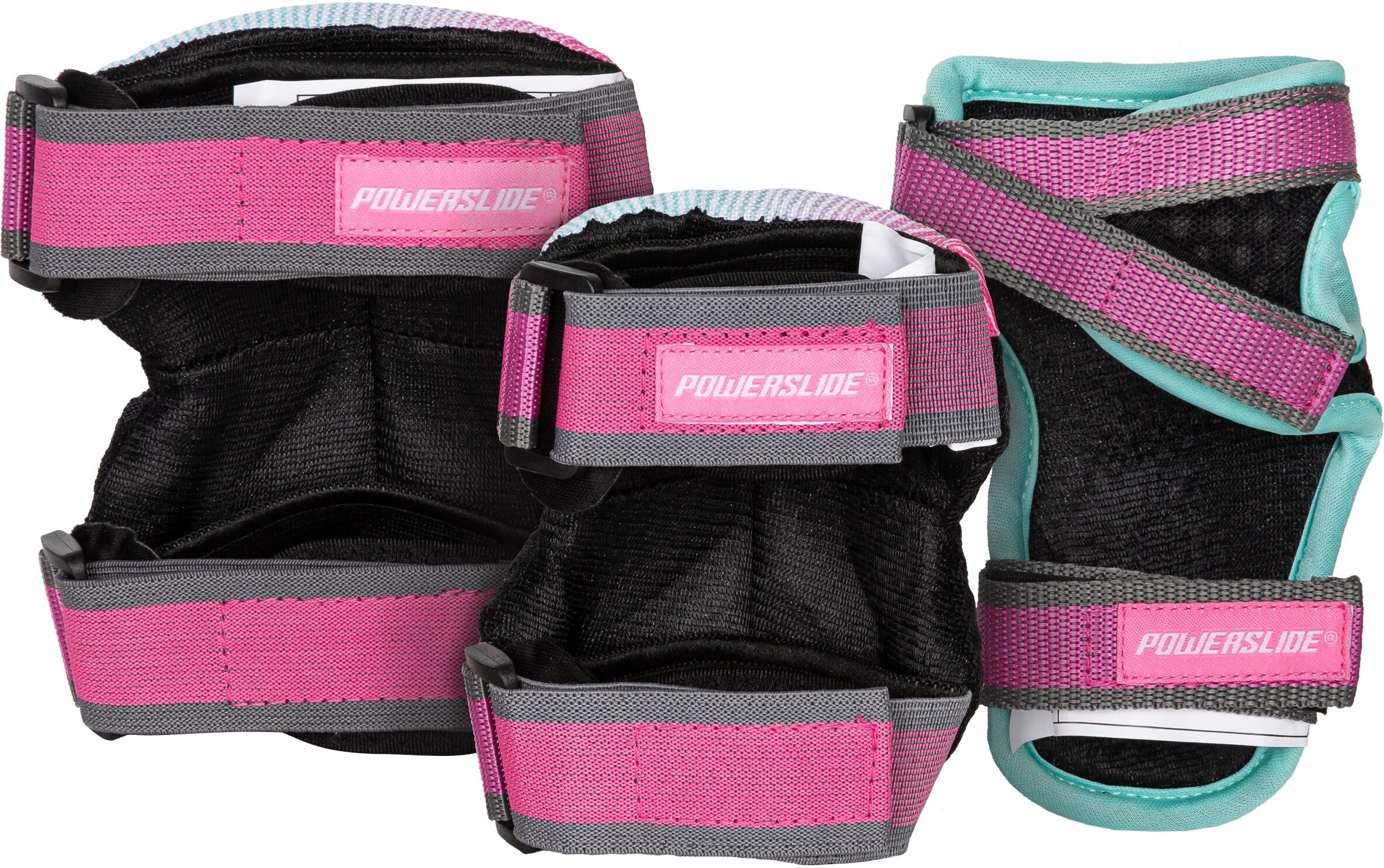 Protektoren-Set POWERSLIDE "Kids Pro Girls Set" Gr. S, pink (grau), Protektoren, Kinder, S, Nylon, Protektoren-Set