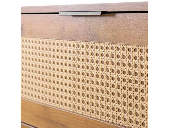 Commode Frankystar Mang 3 tiroirs en pin et rotin