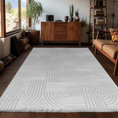 Teppich AYYILDIZ TEPPICHE "SAHARA 1112, auch als Läufer", silber (silberfarben), B:240cm H:12mm L:340cm, Polypropylen, Teppiche, Teppich, Pflegeleicht / Strapazierfähig / Trend Colors/ Wohnzimmer