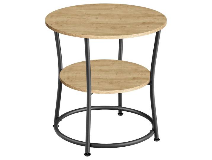 Table basse circulaire Oskar en chêne et métal