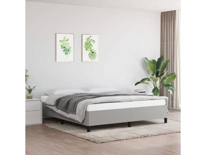 Gris Lit 2 Places：180x200 cm - Design classique - Structure de lit - gris clair 180x200 cm tissu 94558313482460
