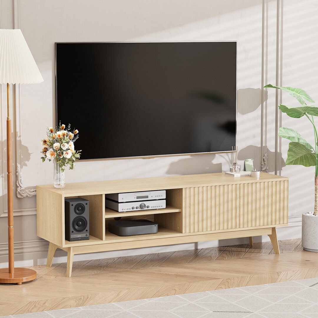 Fjørde & Co Rectangular TV Stand for TVs up to 60" with Open Shelf & Closed Storage Cabinet Sonoma 60"