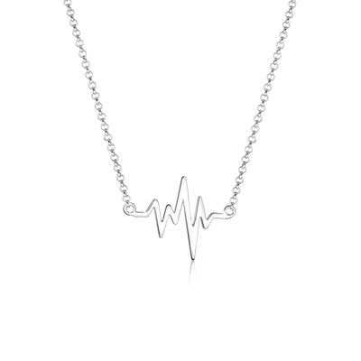 Kette mit Anhänger ELLI "Halskette Herzschlag Anhänger Liebe 925 Silber" Gr. 45, silber, Halsketten, Damen, ohne Stein, Silber 925 (Sterlingsilber)