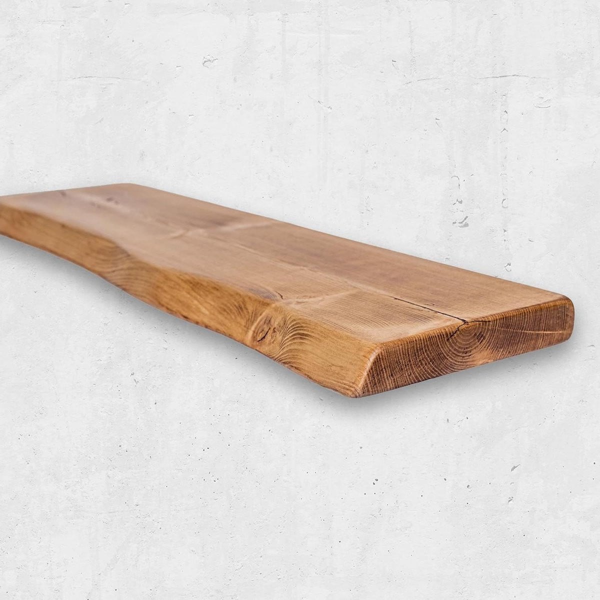 Rustieke Live Edge Wandplank Donker Eik - 50 cm Lengte