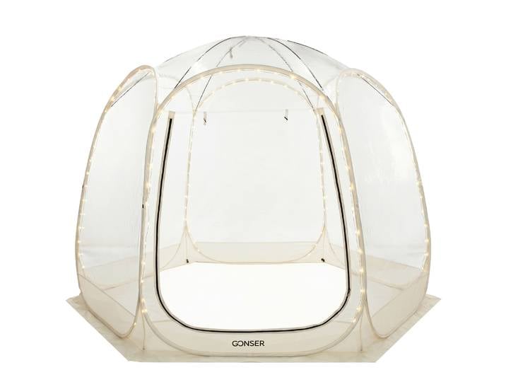 Pop-Up Bubble Zelt LED 4-6 Personen 300 cm transparent/weiss