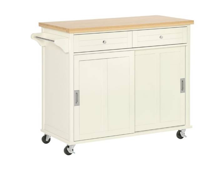 LIA Plaque de cuisine pour ustensiles et accessoires avec tiroirs armoire et porte-serviettes 110x49 5x89 5 cm blanc