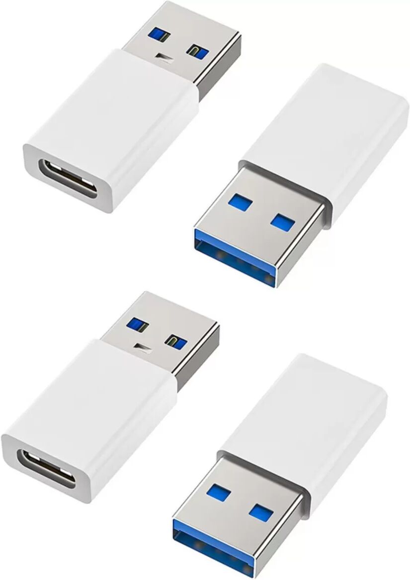 INF USB 3.0 Type-C Buchse zu USB-A Stecker Adapter – Schnellladen & 5Gbps Daten, Schwarz 4er-Pack Weiß