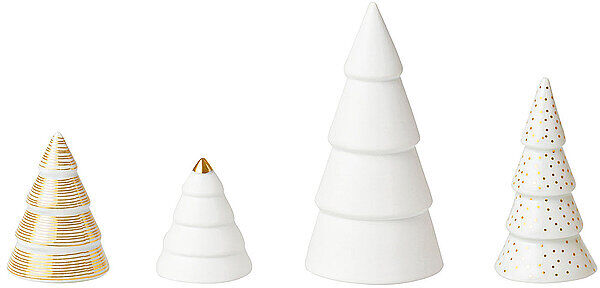 RAEDER Weihnachtsfiguren 4er-Set Tannen Porzellan  weiss B