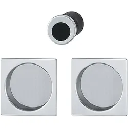 Hoppe, Möbelgriff, Schiebetürmuschel Set 4921 - BL,eckige Rosette, Aluminium verchromt matt