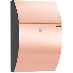 ALLUX 7000 Design Briefkasten - Schwarz/Kupfer Front mit Ruko Schloss