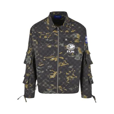 Langmantel PEQUS "PEQUS PEQUS Aether Camo Jacket", Herren, Gr. L, grün, 100% Polyester, mehrfarbig, normal, amerikanischer Ausschnitt, Mäntel
