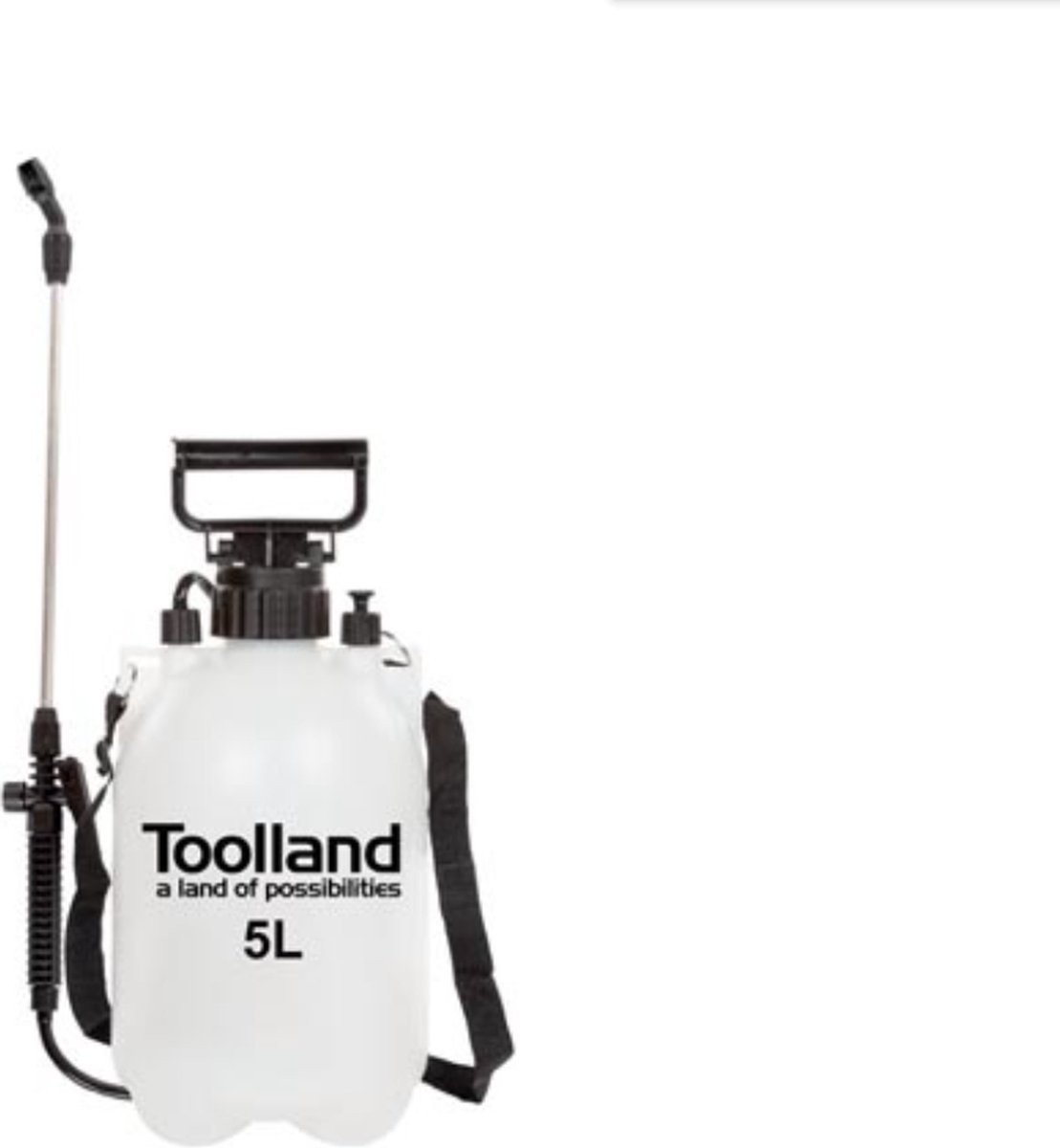 Toolland Drukspuit met sproeilans, regelbare sproeikop en draagriem, 5 liter, wit/zwart