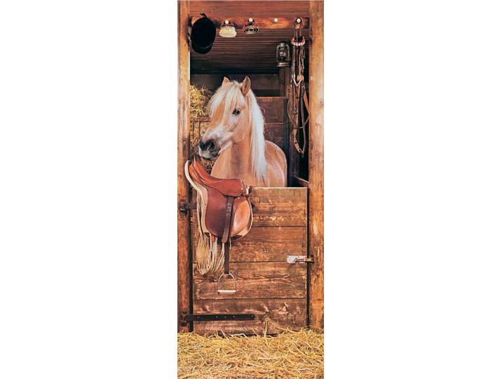 Fototapete PAPERMOON Horse in Stable - Türtapete , bunt, B:0,9m L:2m, Vlies, Tapeten, Fototapete