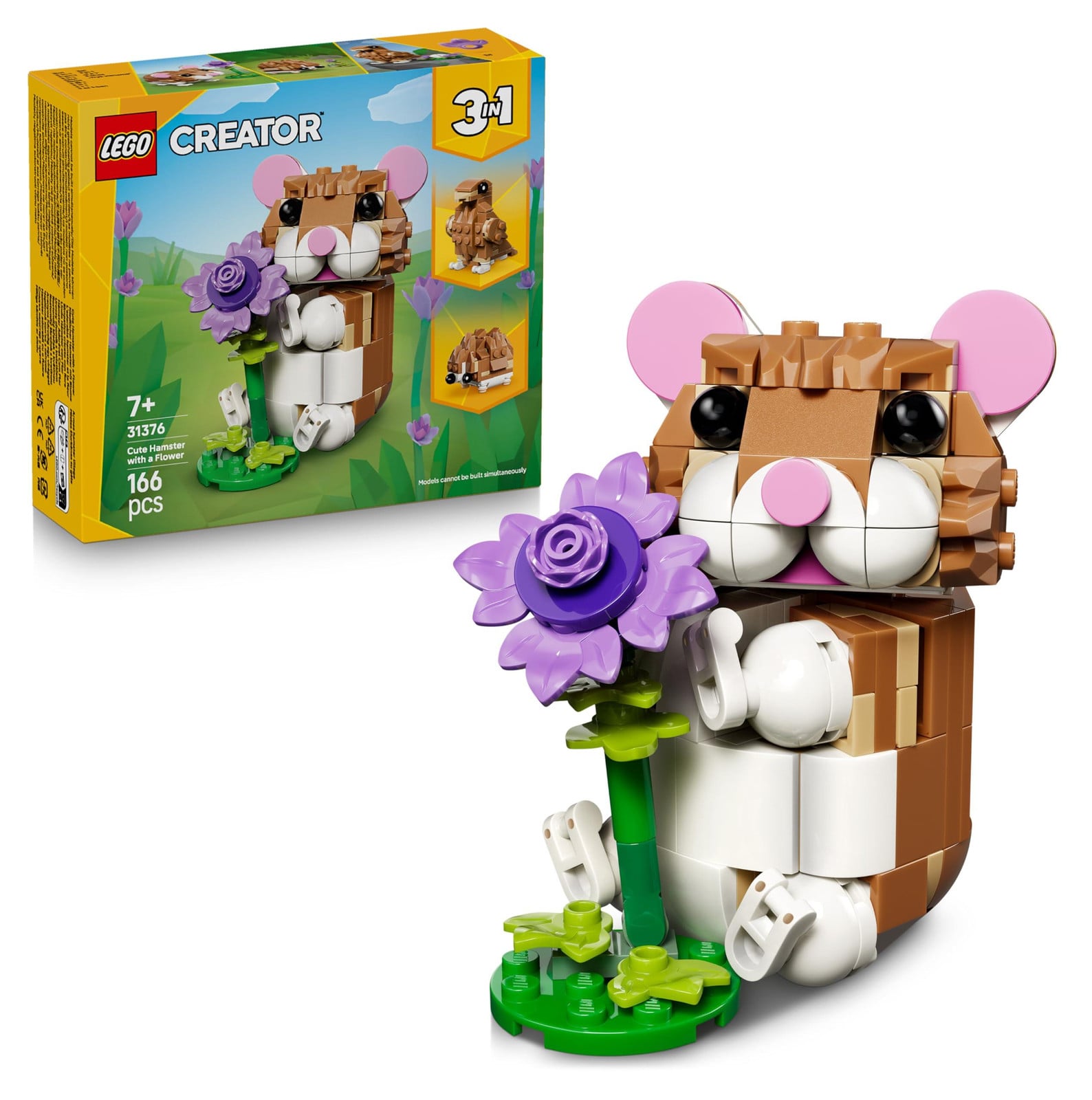 LEGO Creator 3 in 1 Schattige hamster met bloem 31376