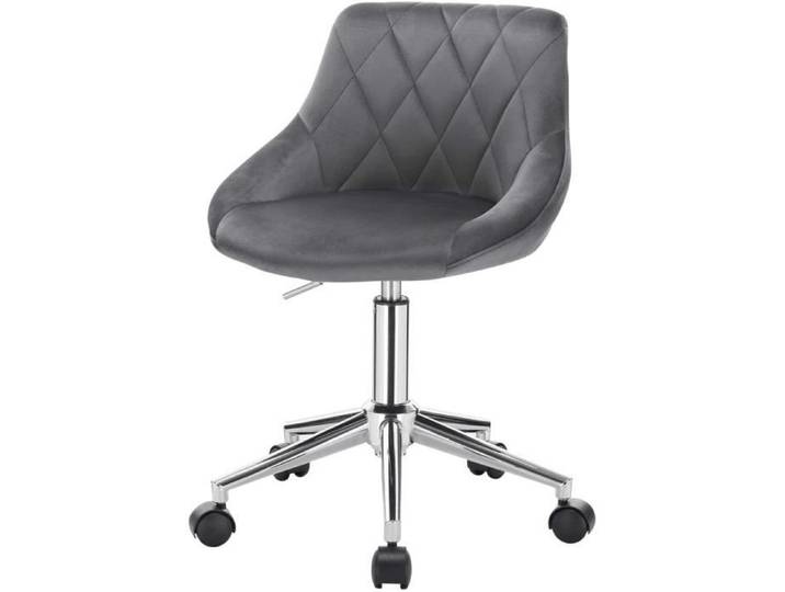EUGAD 1 X Tabouret de Bureau à roulette - pivotant - réglable - Chaise de Bureau en Velours Gris Foncé